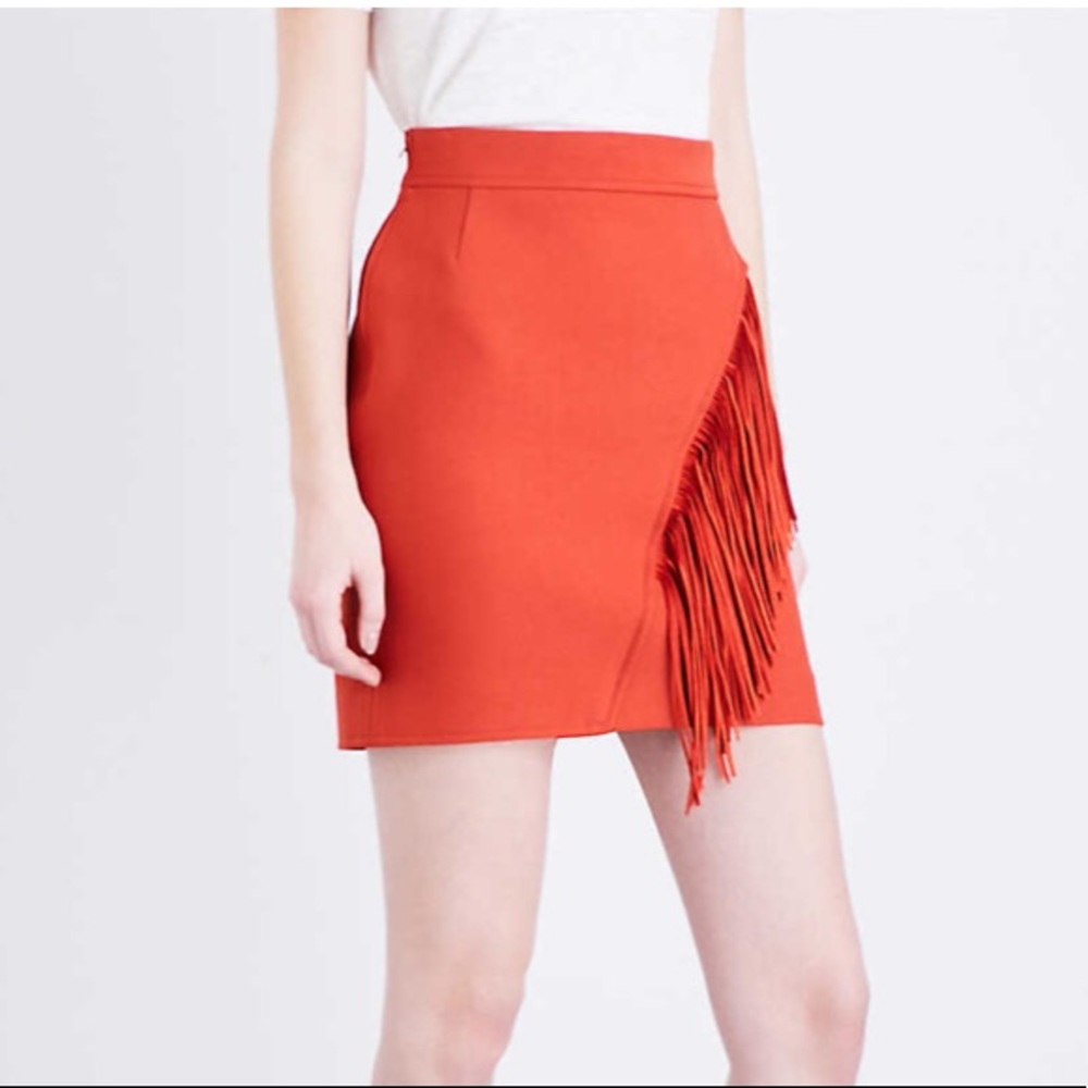 MAJE Jano High waisted Mini Skirt with fringe